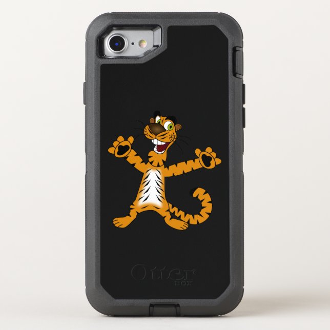 CUTE REJOICING SPOTTED BROWNISH YELLOW TIGER OTTERBOX iPhone CASE (Back)