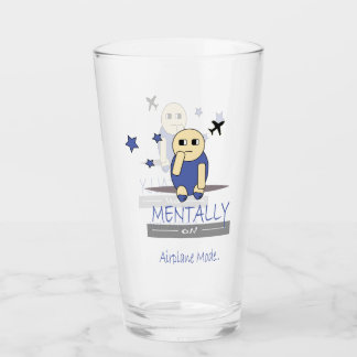 Cute Relatable Chimy Airplane Mode Glass Cup