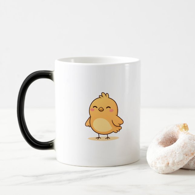 Cute Relaxed Chick Minimal Cartoon Color Morph Mug (With Donut)