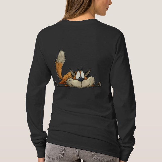 Cute Relaxed Fox Cartoon T-Shirt (Back)