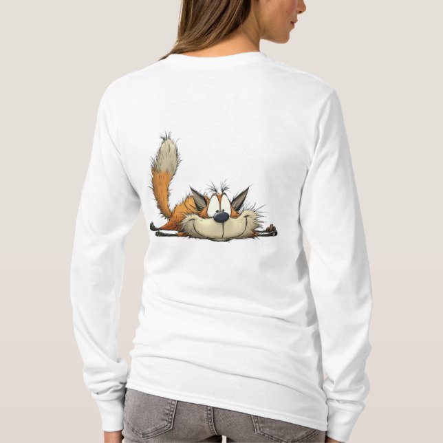 Cute Relaxed Fox Cartoon T-Shirt (Back)