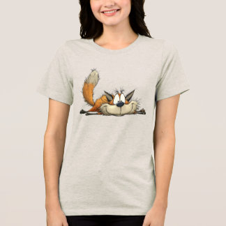 Cute Relaxed Fox Cartoon Tri-Blend Shirt