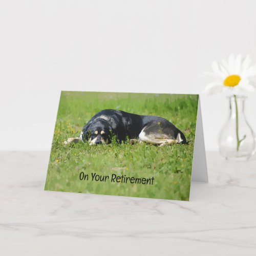 Cute Relaxing Dog Art Retirement Card