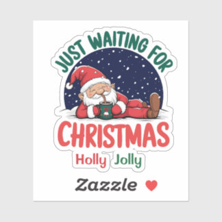 Cute Relaxing Santa Just Waiting For Christmas Sticker