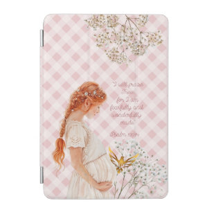Cute Religious Expectant Mother Plaid Gold Dove iPad Mini Cover