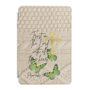 Cute Religious Knitwear Green Butterfly Cross iPad Mini Cover