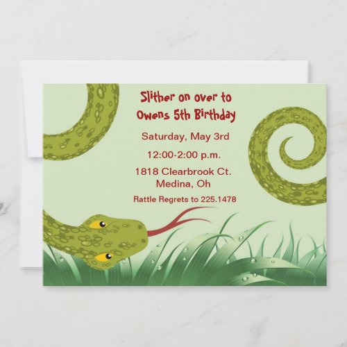 cute reptile birthday party invitation