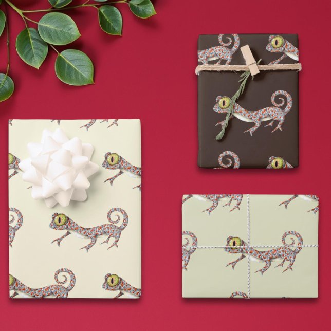 Cute Reptile Gecko Wrapping Paper Sheets (Creator Uploaded)