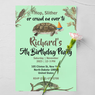 Cute Reptile Themed Kid's Birthday Party Invitation