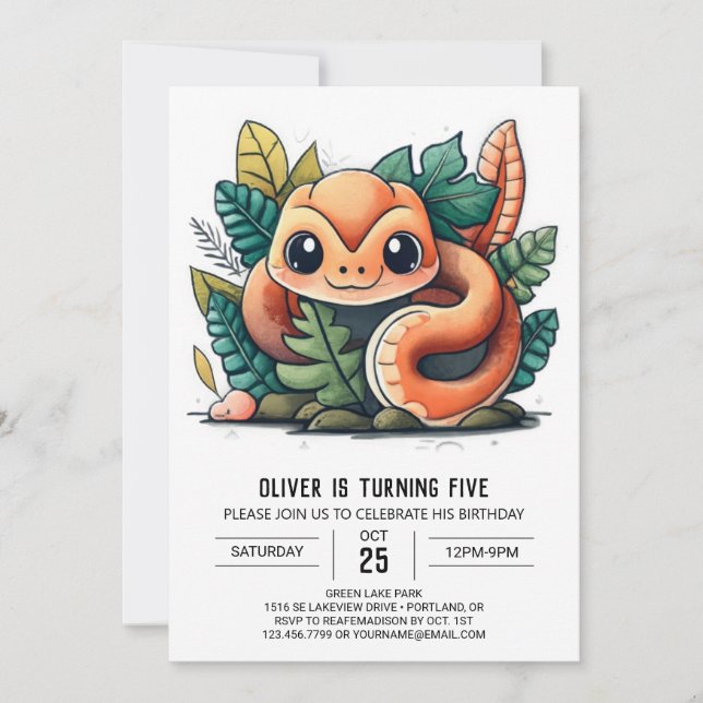 Cute Reptiles Birthday Invitation (Front)