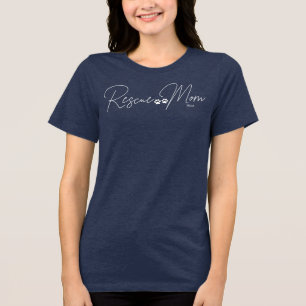 Cute Rescue Dog Mom Personalized Minimalist Tri-Blend Shirt