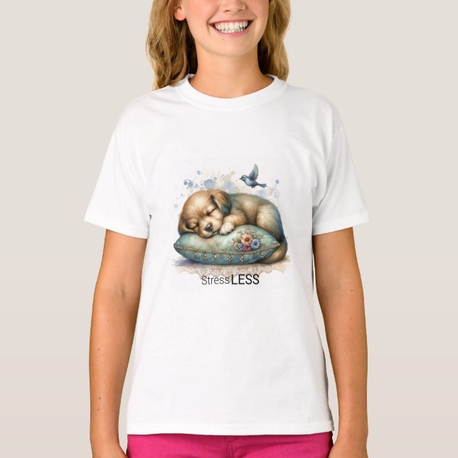 Cute Restful Puppy Stress Less T-Shirt (Front)