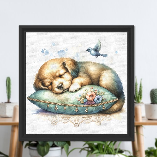 Cute Restful Puppy Stretched Canvas Print (Creator Uploaded)