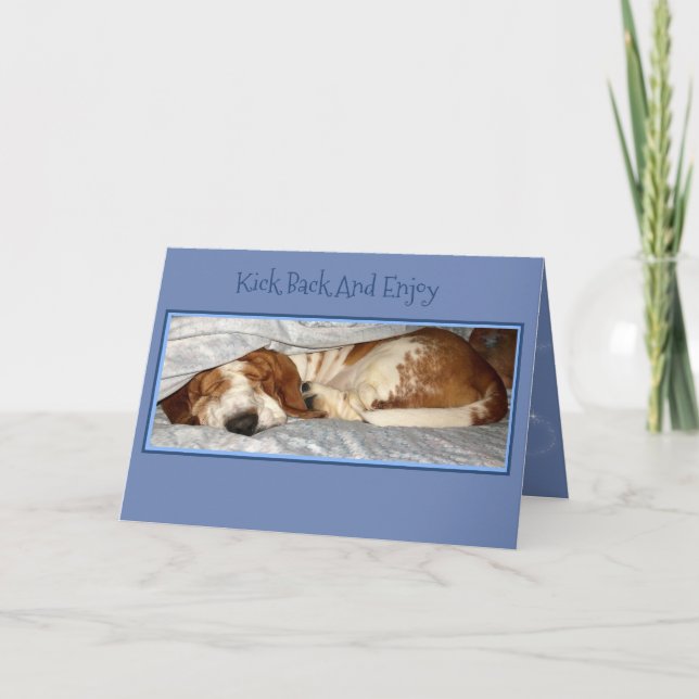 Cute Retirement Card W/Sleeping Basset Hound (Front)