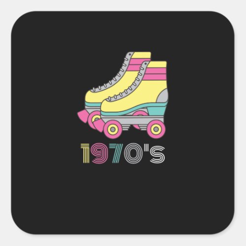 Cute Retro 1970 70s Roller Skates Skaters Square Sticker