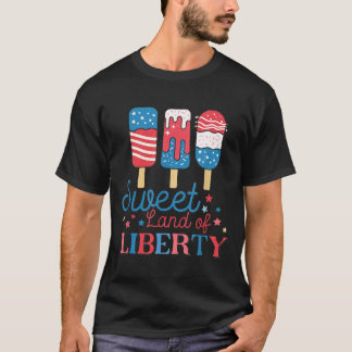 Cute Retro 4th of July Popsicle Patriotic Land of T-Shirt