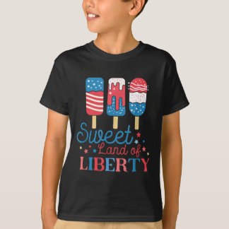 Cute Retro 4th of July Popsicle Patriotic Land of T-Shirt