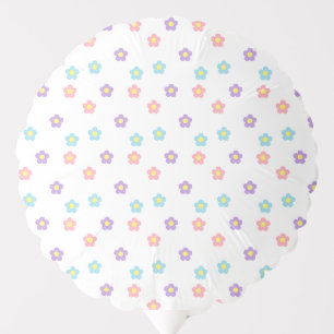 Cute Retro 90s Y2k Pastel Flowers White Balloon