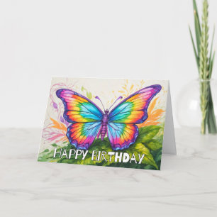 Cute Retro Abstract Butterfly Art Card