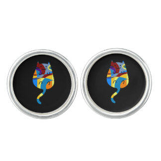 Cute Retro Abstract Cat Cufflinks
