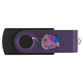 Cute Retro Abstract Cat USB Flash Drive