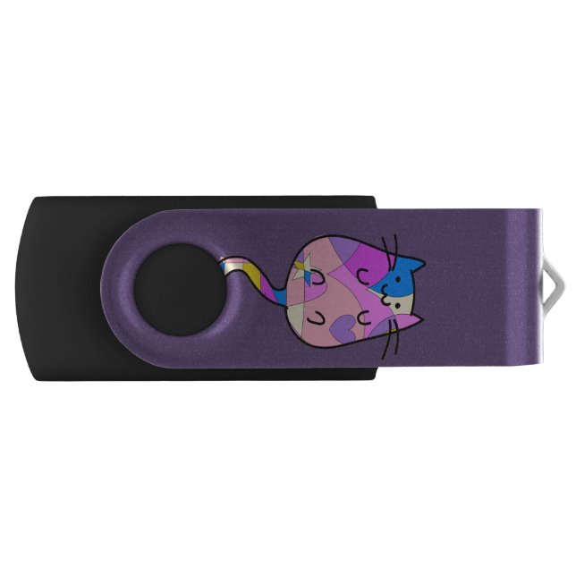 Cute Retro Abstract Cat USB Flash Drive (Front)