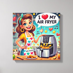 Cute Retro Air Fryer Art Canvas Print