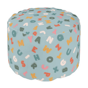 cute retro alphabet soup pouf