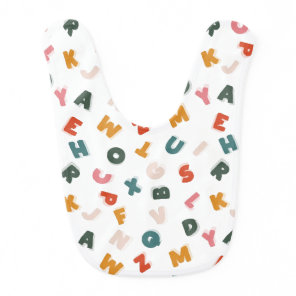 Cute Retro Alphabet Soup White Baby Bib