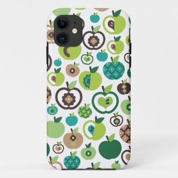 Cute Retro Apple Flower Pattern Design Iphone 11 Case by designalicious at Zazzle