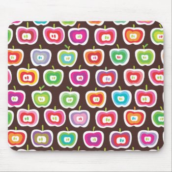 Cute Retro Apple Fruit Pattern Moue Pad Mouse Pad by designalicious at Zazzle