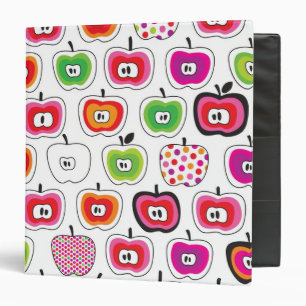 Cute retro apple pattern 3 ring binder