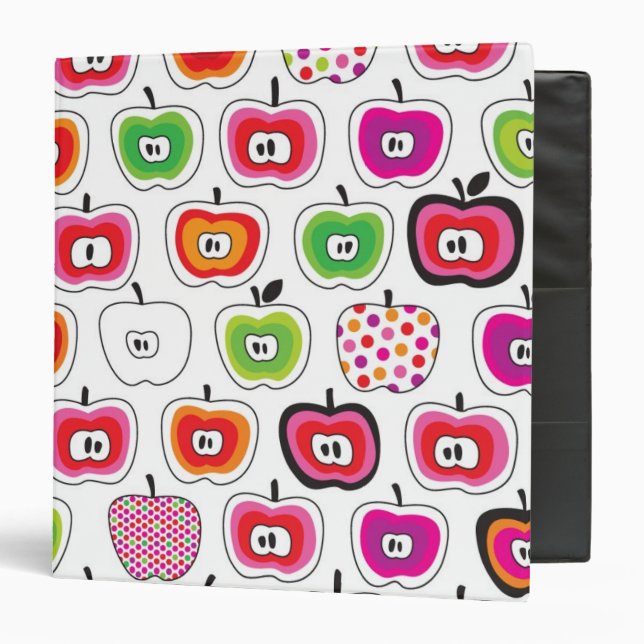 Cute retro apple pattern 3 ring binder (Front/Inside)