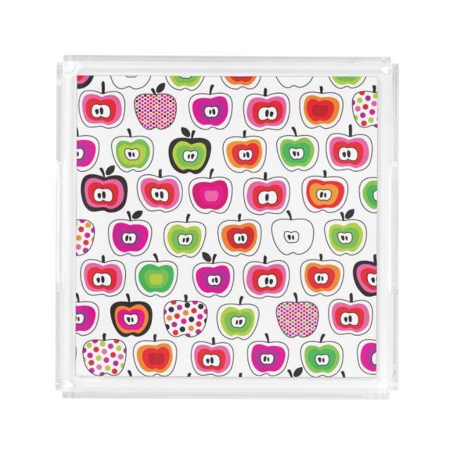 Cute retro apple pattern acrylic tray (Front)