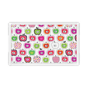 Cute retro apple pattern acrylic tray