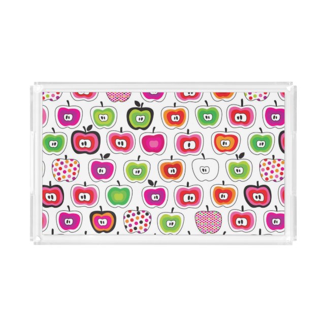 Cute retro apple pattern acrylic tray (Front)