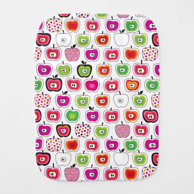 Cute retro apple pattern baby burp cloth (Front)