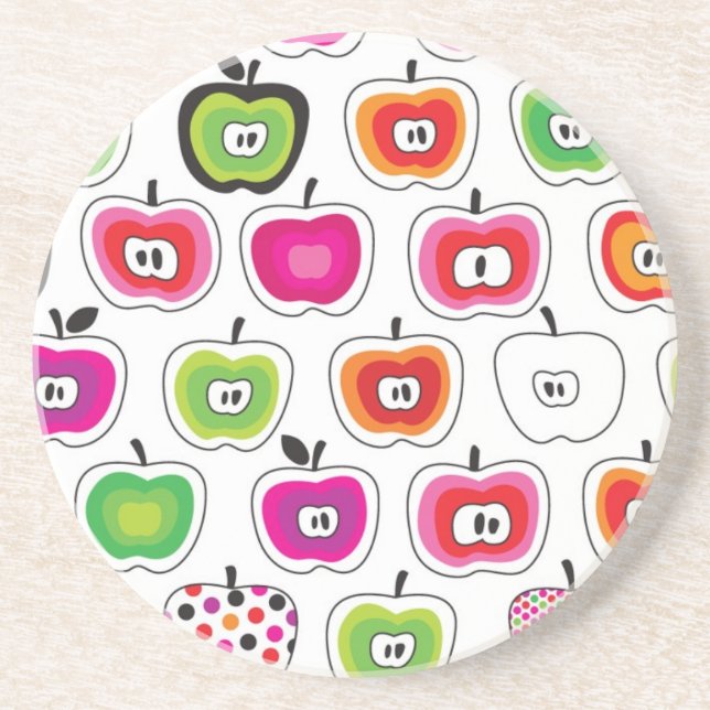 Cute retro apple pattern coaster (Front)