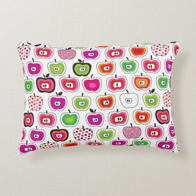 Cute retro apple pattern decorative pillow (Front)