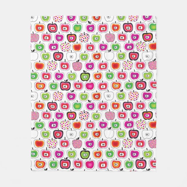 Cute retro apple pattern fleece blanket (Front)