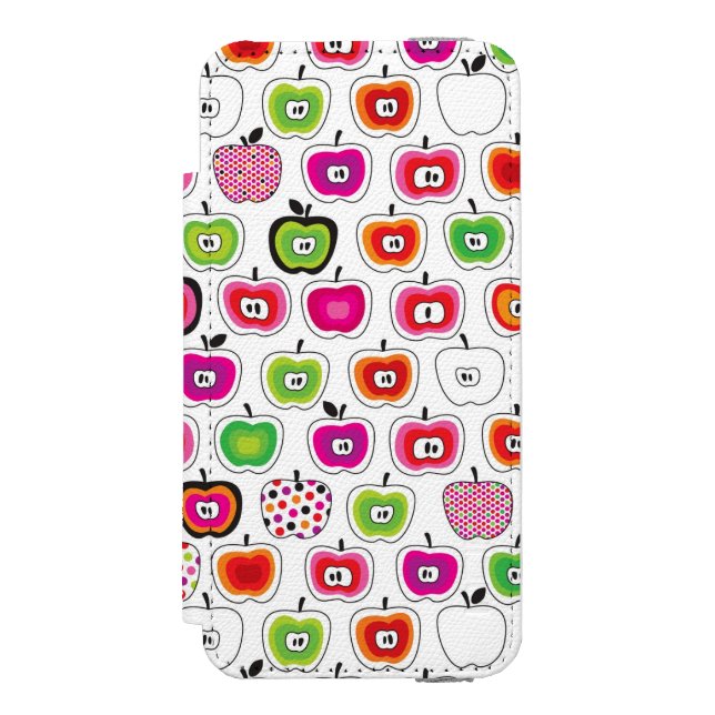 Cute retro apple pattern incipio iPhone wallet case (Folio Front)