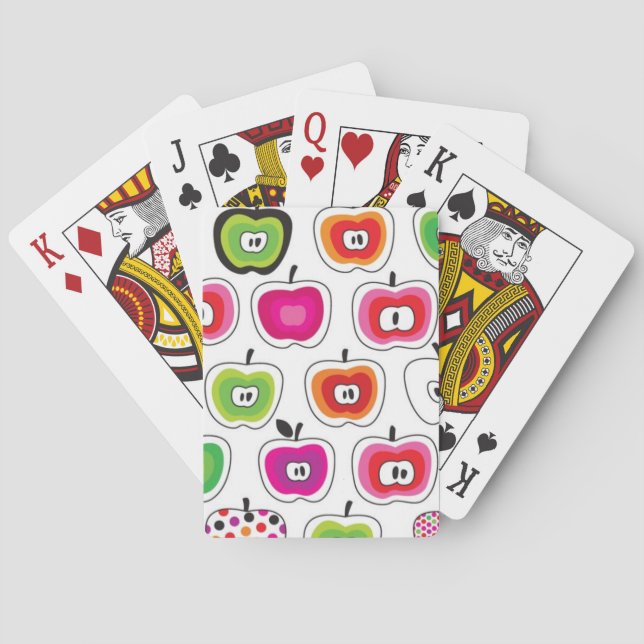 Cute retro apple pattern poker cards (Back)