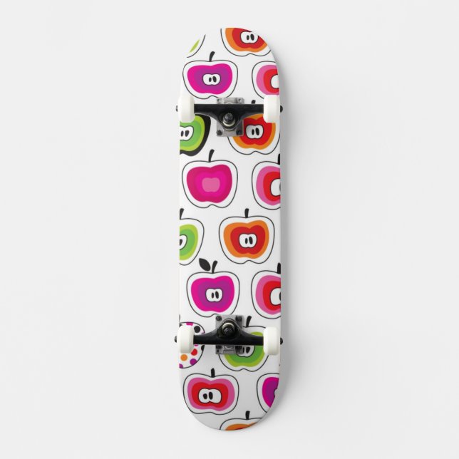 Cute retro apple pattern skateboard (Front)