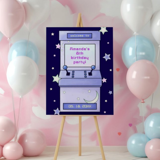 Cute Retro Arcade Game Kids Birthday Foam Board (Creator Uploaded)