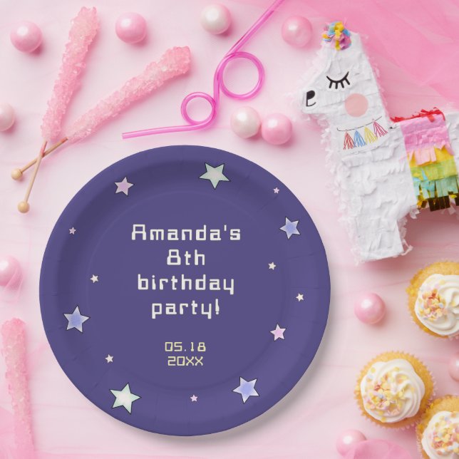 Cute Retro Arcade Game Kids Birthday  Paper Plates (Party)