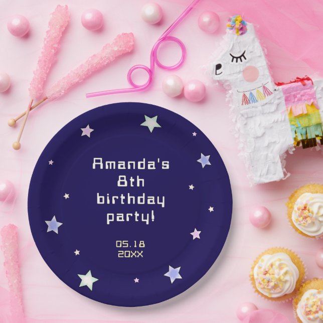 Cute Retro Arcade Game Kids Birthday  Paper Plates (Party)