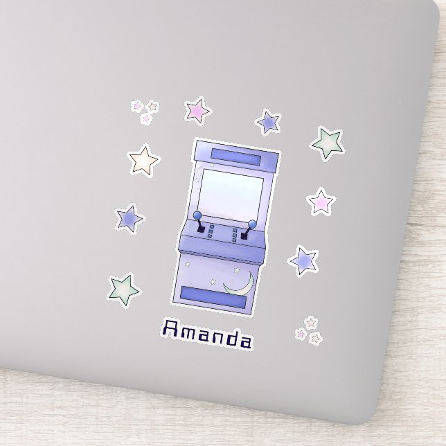 Cute Retro Arcade Game Kids Birthday  Sticker (Detail)