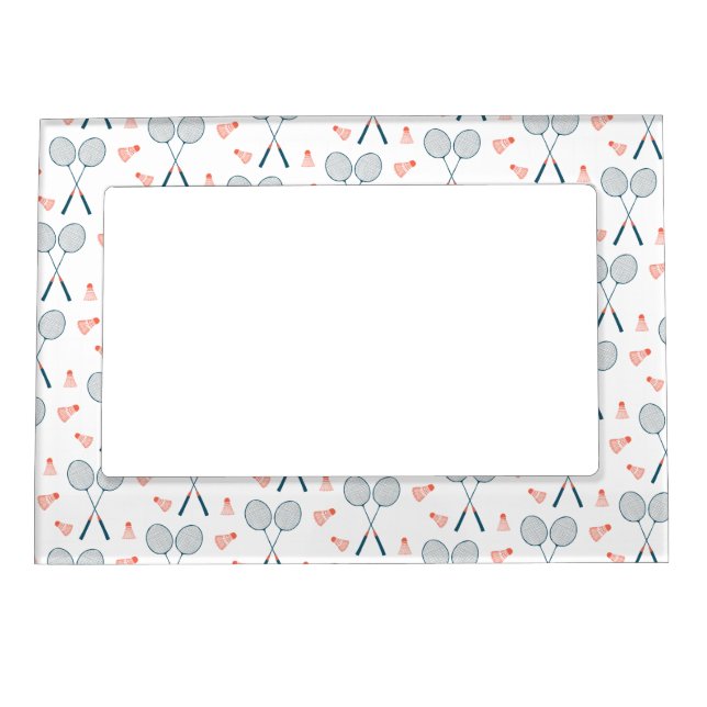 Cute Retro Badminton Birdie Racquet Shuttlecock  Magnetic Frame (Front)