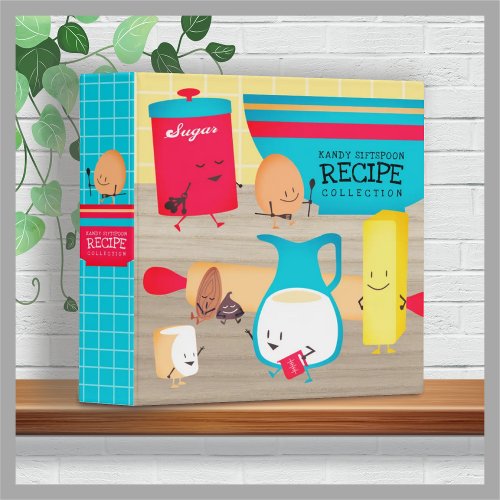 Cute retro baking personalized cookbook recipe 3 ring binder