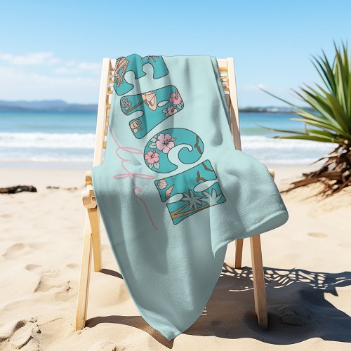 Cute Retro Beach Life  Beach Towel